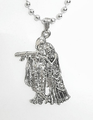 PLACIDO Silver radha krishna locket pack of 1 Stainless Steel Pendant Set