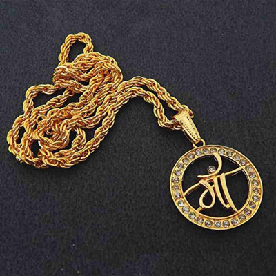 REVERSEA Maa Alphabet in hindi Gold Plated Pendant locket Gold-plated Cubic Zirconia Brass, Stone Locket