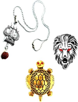 Dynamic Retail Global Shiva Mahadev Mahakal Locket Pendant Lion & Tortoise Turtle Rings B43U Stainless Steel Pendant Set