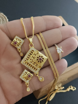 Shree Fashions World Alloy Gold-plated Gold Jewellery Set(Pack of 1)