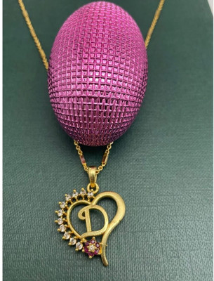 Pitaamaa Alphabet Heart Pendant Jewellery Set for women Pendant(Real Images)24 Gold-plated Diamond Brass Pendant