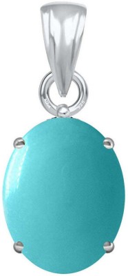 AQUAGEMS Turquoise/Firoza 5.25 Ratti or 5 Ct Gemstone for Men & Women bis Hallmark 925 Stone Pendant