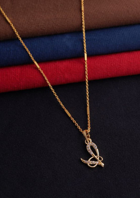 TAJONI Name letter V chain pendal Set For Women Latest Design Short Gold-plated Cubic Zirconia Alloy Pendant Set
