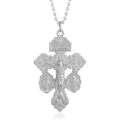 Mahakaal Jewels Silver Plated Christ Crucifix Cross Xmas Pendant Locket Necklace Gold-plated Alloy Pendant