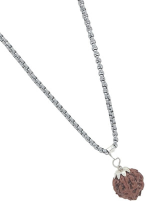 AllenDazzy Brown 4 Mukhi Nepali Rudraksha Four Face Rudraksh Certified with Lab Report Silver Beads Brass, Wood Locket