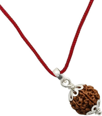 Fine Creation Unique & Effective Six Mukhi Rudraksha 6 Faced Rudraksha For Men & Women Silver Wood Pendant