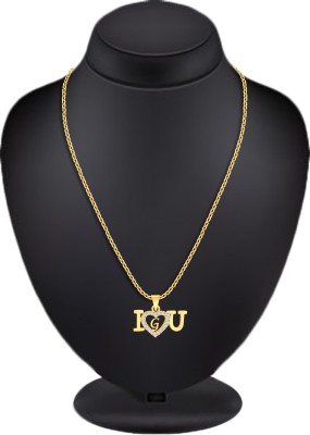 IGA COLLECTION Heart Shape Alphabet 'G' Valentine Special Pendant Propose Wedding Anniversary Gold-plated Crystal, Zircon Brass, Copper Pendant Set