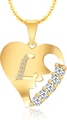 sk jewels Broken Heart letter L Fashion Jewellery Valentine Gift Alphabet Pendant Gold-plated Cubic Zirconia Brass Pendant