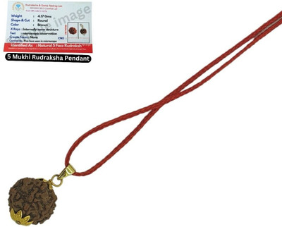 Haven gemsstone Purest Astrological Original Natural 5 Mukhi/five Faced Nepali Rudraksha Pendant Gold-plated Beads Brass, Wood Pendant