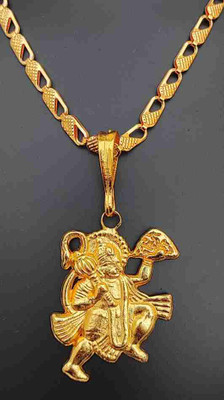 D D FASHION HanumanJi chain pandent locket for Mens and Boys. Gold-plated Alloy Pendant Set