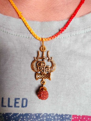 Vanishree World Shiv ji Mahakal Damru Trishul Locket for men,Women,Unisex,boys and kids. Gold-plated Alloy Locket