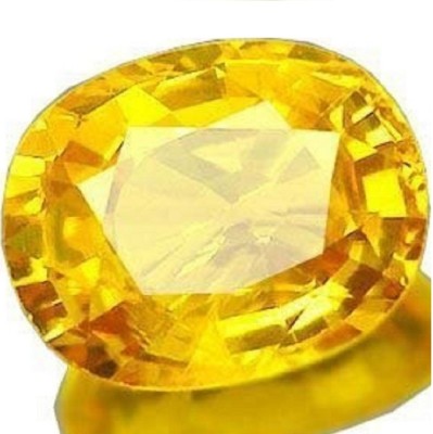KUSHMIWAL GEMS 7.25 Ratti 6.00 Crt Cultured Yellow Sapphire Gemstone Certified Cultured Pukhraj Sapphire Stone