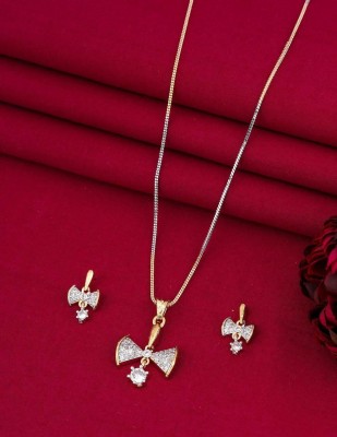 VIRU FASHION Fancy Gold-plated Diamond Alloy Pendant Set