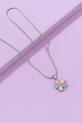 DIVINOOR Elegant Gemstone Pendant Necklace with Silver Plated Chain Silver Cubic Zirconia Stone Pendant