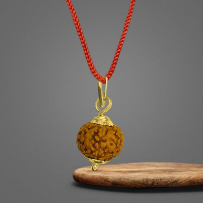 Kuttumb Gems & Jewels 7 Mukhi rudraksha / 7 Face Rudraksha Pendant indonesian Gold-plated Brass Pendant