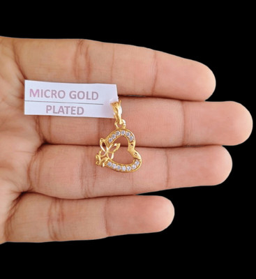DIVS FASHION TINY BUTERFLY WITH HEART SHAPED GOLD PLATED PENDANT Gold-plated Brass Pendant