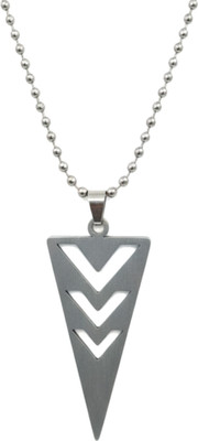 FOGGMART Triangle V Pendant Necklace for Men & Women, Adjustable Silver Chain, Rust-Free Silver Metal, Stainless Steel Pendant Set