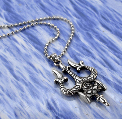 Faizam Collection Lord Shiva Mahakal Bolenath Mahadev Silver Trishul Damru Locket Chain Pendant Silver Stainless Steel Pendant