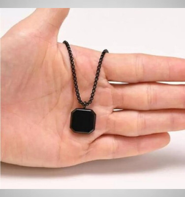 Fab Creations for Men and Women Rhodium Steel Square Pendant__F107 Rhodium Alloy Pendant Set