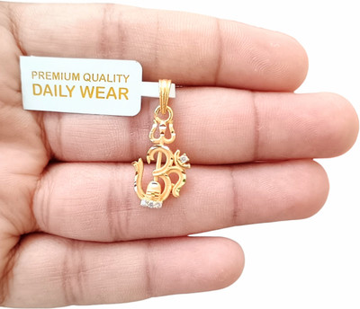 SAPNAPALACE OM TRISHUL SHIVLING 3 in 1 Gold ad dimond pendant Gold-plated Brass Pendant
