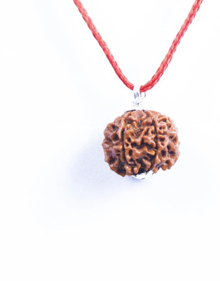 house of common Natural 7 Mukhi / Mukha Seven Face Nepali Energised Lab Certified Rudraksha Silver Wood Pendant