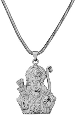 M Men Style God Shree Ram Snake Chain Rhodium Zinc, Metal Pendant