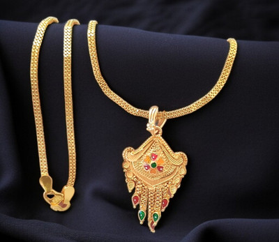 DIVS FASHION GOLD PLATED PENDANT WITH CHAIN Gold-plated Brass Pendant Set