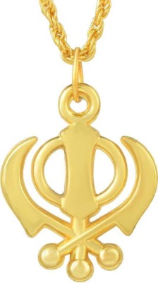 pompeo sikh khanda locket with chain in gold color Gold-plated Alloy Pendant