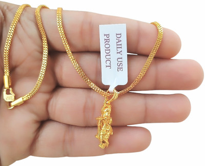 SAPNAPALACE KRISHNA GOD GOLD PENDANT WITH 2 LINE CHAIN Gold-plated Brass Pendant Set