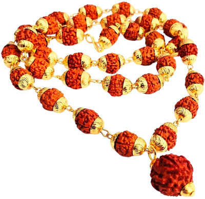 Madhur Creation Rudraksh Mala With Big Ring Cap Rudraksh Pendant locket Gold-plated Beads Brass, Alloy Pendant Set