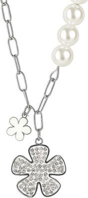 FOGGMART Multi Flower Beads Pendant Necklace for Girls & Women, Adjustable, Rust-Free Silver Cubic Zirconia Stainless Steel, Metal Pendant Set