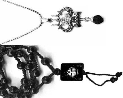 Dynamic Retail Global Religious Jewelry Mahakal Shiva Trishul Mahadev Locket Cotton Dori Pendant m-52j Crystal Locket Set