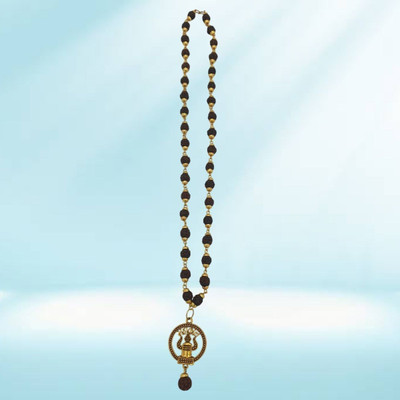 memstomuch shiv rudraksha mala with trishul and damroo Gold-plated Beads Brass, Wood Locket