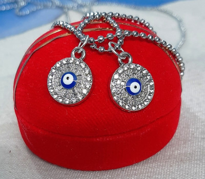 SAPTARISHI Evil Eye Round shape Design Pendant Locket for Girls and Women Set of 2 Alloy Pendant Set