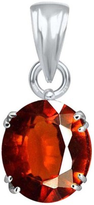 AQUAGEMS Hessonite (Gomed) 8.25 Ratti or 7.50 Ct Gemstone Men & Woman bis Hallmark 925 Sterling Silver Stone Pendant