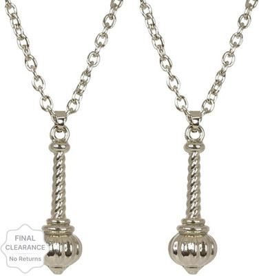 Agarwalproduct (Set Of 2pc) God Lord Shri Bajrangbali Sankat Mochan Hanuman Gada Pendant Locket Silver Stainless Steel