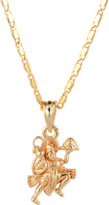 MOON ENTERPRISE Gold Simple God Pendant Of Bajarang bali Gold-plated Brass Locket Set