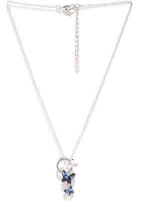 Kairangi Butterfly Pendant for Women Crystals Blue Butterfly Chain Pendant Rhodium Swarovski Crystal Brass Pendant