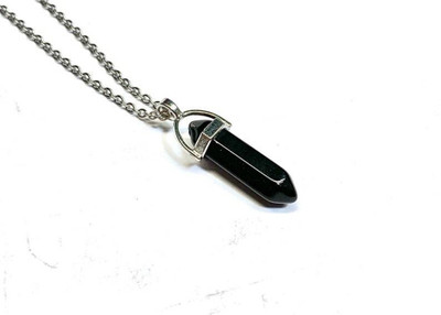Vedansh Enterprises Stylish Silver Plated Black Crystal Pendant Sterling Silver Crystal Alloy Pendant