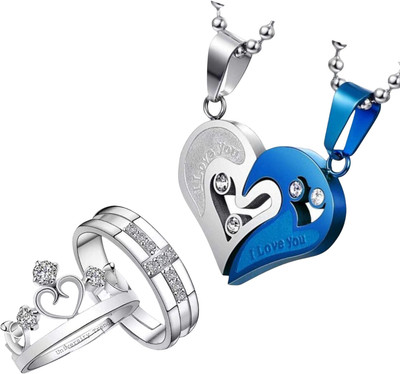 JS Enterprises Friendship Day Gift for best friend couples lovers. Stainless Steel Pendant Set