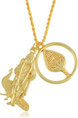 MissMister Brass Gold Kartikeya pendant hindu temple jewellery necklace Gold-plated Brass Pendant