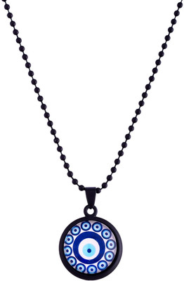 Murliwala Silver Plated Brass, Evil Eye Pendant Locket for Men and Women Silver Brass Pendant