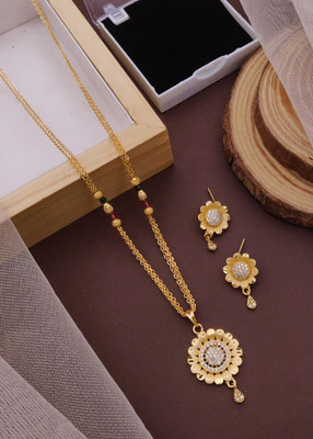 SHIVAY FASHION HUB KHODALKRUPA JEWELLERY STONE CHANGEABLE ROSE GOLD CHAIN PENDAL SET Gold-plated Diamond Alloy Pendant Set