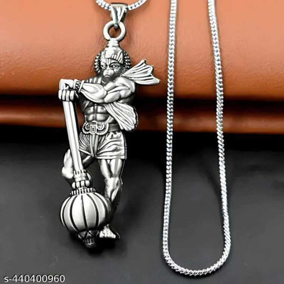Ringry Lord Hanuman With Gada Pendant for Men & Women, Hanuman Locket for Girl and Boy 830 Silver Alloy Locket