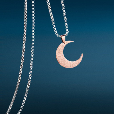 The Men Gift Glossy Gold-plated Stainless Steel Pendant Set