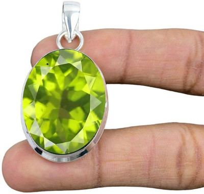 Chopra Gems Peridot Pendant Semi Precious Peridot stone Astrological Purpose for unisex Silver Peridot Brass