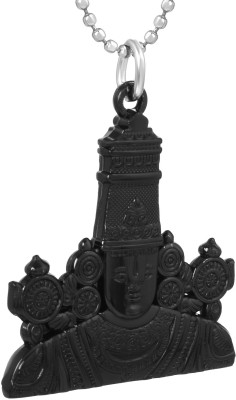 Dzinetrendz Brass Black Rhodium Reversible Tirupati Balaji chain pendant Rhodium Brass Pendant Set