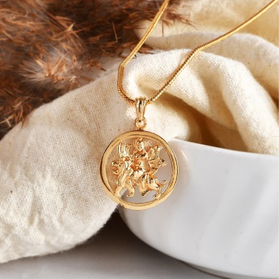 PYR Fashion maa durga locket gold Gold-plated Brass Pendant Set