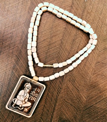 ANVIKA Box Bead Hanuman Ji Kanthi Tulsi Mala Necklace With Box Hanuman Wooden Wood Locket