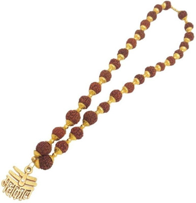 Haven gemsstone Most Beautiful Bhagwan Shiv Dotted Locket Pendant With Mala Gold-plated Brass Locket Set
